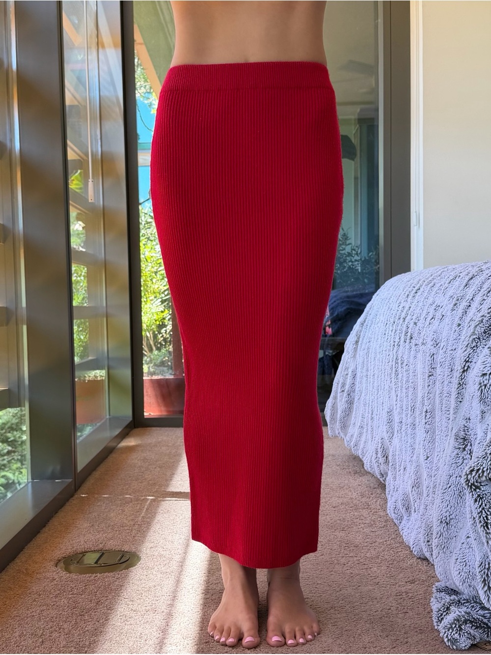 House of CB Knit Red Long Skirt